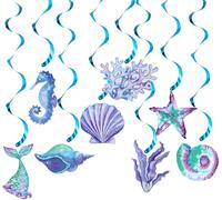 Senior-8 Pièces Décoration D'anniversaire De Sirène, Décoration Suspendue Avec Ruban Sur Le Thème Des Sirènes, Décoration Suspendue En Spirale Sur Le Monde Sous-Marin, Pour Fête, Décoration,[L982]