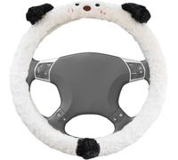 Senior-Animal Design Steering Wheel Covers, Plush Steering Wheel Cover, Cartoon Steering Wheel Protector, Soft Car Handle Cover 38x38x10cm For Cars, Vehicles, White, Khaki, Brown, Yellow, Lamb Co[L260