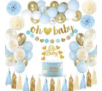 Senior-Baby Shower Decoracion Niño, Globos Baby Shower Niño, Azul Globos Decoracion Nacido Bebé Adorno, Oh Baby Banner, Oh Baby Cake Topperpara Baby Shower Niño Globo Recién Nacido Niño[L2116]