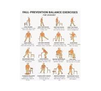 Senior Balance Exercises for Fall Prevention Chair and Standing Mobility Workout Chart(Framed,08X12inch(20X30cm))