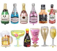 Senior-Ballons En Mylar D'hélium De Papier D'aluminium De 12 Pièces, Ballons De Tasse De De Bouteille De Champagne, Fournitures De Décoration De Fête Pour Le Mariage D'anniversaire D'anniver[L2401]