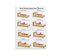 Senior Bed Mobility Exercises Chart Gentle Workout Poster for Older Adults Canvas Wall-Art Home Decor(Framed,16x24inch(40x60cm))