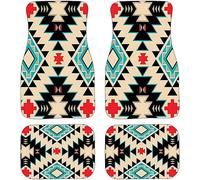 Senior-Bohemian Car Mats, Car Mats Set, Non-Slip Mats, Heavy Duty Rugs, Boho Car Accessories, Retro Car Mats, Suv Car Mats, Auto Car Mats, Auto Car Mats, Auto Car Rugs, Full Set Mats, Front Rear [L182