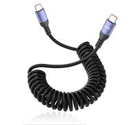 Senior-Câble Spiralé Usb C Vers Usb C 6 A - Charge Rapide - Câble Court De Type C Pour Téléphones Portables, Ordinateurs Portables, Banques D'alimentation, Voitures - 0,3 M[L71]