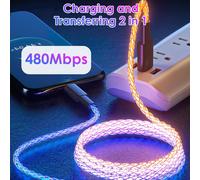 Senior-Cable Usb A Vers Usb C Lumineux Rgb Led 66w, 100 Cm Lumineux Charge Rapide Câble Pour Galaxy S24/S23/S22/S21/Oneplus/Xiaomi Pour Transfert De Données Et Charge[L204]