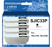 Senior-Caidi Cartouche Noire Compatible Sjic33P Sjic33P(K) Noir -C33S020655 Pour Les Imprimantes Tm-J7200, Tm-J7700 Et Autres Modèles Tmj - Performance Supérieure, Impression De Haute Qualité (4 [L105