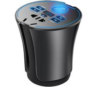 Senior-Car Powers Inverter, Usb Charger Adapter, Multi-Port Fast Charging, 12v/24v To 220v Converter, Compact Safe Design 1 Pack For Laptops Travel Camping Road Trips, 3.54inches Black[L2596]