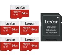 Senior-Carte Micro Sd 64 Go Lot De 5 Cartes, Carte Mémoire Micro Sd+ Adaptateur, Microsdxc Carte Tf Jusqu'À 100 Mo/S, A1, U3, C10, V30, Full Hd Et 4K Uhd Pour Caméra, Telephone, Switch[L186]