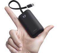 Senior-Chargeur Portable Mini 10000mah, Powerbank Charge Rapide Usb-C 22,5w Avec Câble Intégré, Batterie Ultra-Compacte Pour Iphone 16/16 Pro/15, Samsung Et Google, Noir[L980]