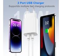 Senior-Chargeur Rapide Iphone Certifié Mfi Apple Chargeur Usb Et 2 Câble Lightning De 2 M Adaptateur Secteur Usb Universel Mural Chargeur Compatible Avec Iphone 14/13/12/Se/11/X/Xs/Xr/8/7/7 [L191]