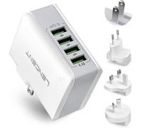 Senior-Chargeur Usb Multiple, 4 Ports Usb Secteur Internationale, 5V/4.4A Adaptateur Pr Angla /Europe/Americaine/Australie Avec Technologie Smart Ic Pour Téléphones Portables Tablettes Pc[L848]