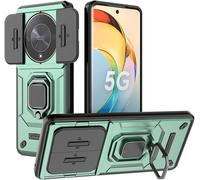 Senior-Coque Pour Honor Magic 6 Lite 5g (Magic6 Lite), Antichoc Armure Silicone Housse Avec Glisser Caméra Cover Et 360° Rotatif Métal Anneau Support, Prime Tpu + Pc Durable Étui. Vert[L1709]