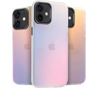 Senior-Coque Pour Iphone 12 Mini (5.4""), Translucide Mat Changement De Couleur Etui [Unique Et Jolie], Housse Avec Glitter Hard Pc Arrière Et Silicone Bumper Antichoc, Irisé[L2135]