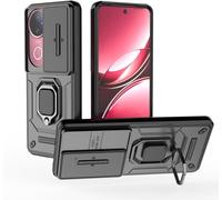 Senior-Coque Pour Vivo V50 5g, Antichoc Armure Silicone Housse Avec Glisser Caméra Cover Et 360° Rotatif Métal Anneau Support, Prime Tpu + Pc Durable Étui. Noir[L1917]