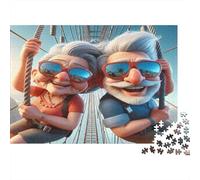 Senior Couple Aventure Puzzle 1000 Pièces Adulte sans Poussière,Jeu De Puzzle Premium Jeu Éducatif Décompression pour Une Activité Détente,Fun Fresent & Activités pour La Maison 52x38cm/1000pcs