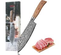 Senior-Edib Pro Couteau De Boucher En Damas I Lame Tranchante De 20 Cm En Acier Damassé À 67 Couches Avec Noyau Vg10 Et Manche En Bois De Pakka I Couteau De Cuisine Professionnel & Couteau D[L2090]
