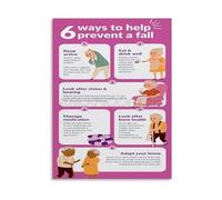 Senior Fall Prevention Poster Home Safety Guide Hazard Reduction Reference Canvas Wall Art(Framed,08x12inch(20x30cm))