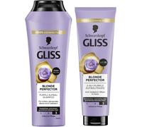 Senior-Gliss Blonde Perfector Purple Shampooing (250 Ml) Blond Shampooing Avec Effet Anti-Jaunissement & Blonde Perfector Masque Capillaire 2 En 1 Violet (150 Ml), Cure Capillaire Pour Brillance [L111