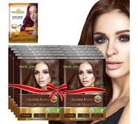Senior-Hair Color Shampoo For Gray Hair¿Natural Hair Dye Shampoo With Argan Hair Mask¿Travel Size-Colors Hair In Minutes¿Long Lasting Colour¿10pack+1pack¿Ammonia-Free (Chestnut Brown)[L785]