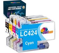 Senior-Lc424 Lc 424 Cartouche D'Encre Compatible Pour Cartouche Brother Lc424 Lc-424 Lc-424Val Pack Pour Brother Dcp-J1200W Dcp-J1200We Imprimante (Paquet De 4, Noir, Cyan, Magenta, Jaune)[L1379]