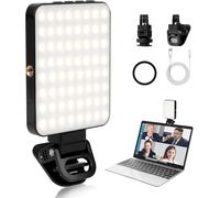 Senior-Lumière Téléphone Pour Selfie Led Avec Clip,128 Led De Haute Puissance 3000-6500K,Batterie Rechargeable De 2000Mah,Cri95+,3 Modes D'Éclairage, Lampe Vidéo À Pince Portable Pour Phone [L1429]