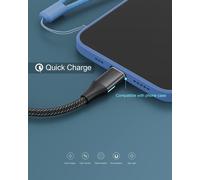 Senior-Netdot Gen10 Usb-C Câble De Charge Rapide Magnétique Tressé En Nylon Avec Del Latérale Compatible Avec Dispositif Type-C (5 Pack,0.3M Rouge /1M/1.5M/2M/2M Noir)[L2349]