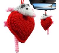 Senior-Opossum Car Ornament, Rearview Decor, Crochet Car Charm, Handmade Car Accessories, Hangable Car Decoration, Unique Interior Decor, Animal Lover, Whimsical Car Accessory[L1664]