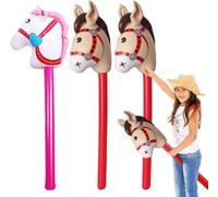 Senior-Paquet De 3 Bâtons Gonflables De Cheval, Bâton De Poney Gonflable Pour Enfants De 37 Pouces, Pour La Décoration De Fête D'anniversaire Sur Le Thème Du Cheval De Noël, Accessoires (Rou[L2578]