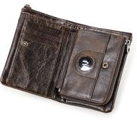 Senior-Portefeuille Pour Homme Avec Blocage Rfid, Portefeuille Multifonction En Cuir D'Origine Souple Avec Poche Zippée Pour Homme, Compatible Avec Support Airtag, Organ Ur De Cartes De Crédit[L446]