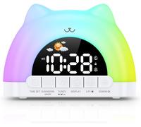 Senior-Réveil De Sommeil Pour Enfants, Lever De Soleil Avec Veilleuse Rvb Et Chargeur Usb De Musique, 10 Sons Apaisants, Lampe D' 11 Couleurs, Fonction Snooze, Mémoire De Sauvegarde Pour[L899]