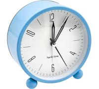 Senior-Réveil Silencieux En Métal Rond Analogique Sans Tic-Tac Avec Veilleuse C Alimentée Par Piles Pour Chambre À Coucher, Bureau (Bleu)[L878]