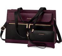 Senior-Sac Cabas Femme Sac A Main Grande Capacité Pu Cuir Sacoche Ordinateur Portable 15,6 Pouces Imperméable Laptop Tote Bag 2 Pièces Handbags Pour Travail Affaires Voyage, Violet[L914] Violet