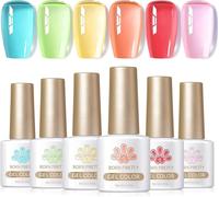 Senior-Vernis Gel Semi Permanent Transparent 6 Couleurs 7ml Pastel Néon Jelly Transparent Bleu Vert Jaune Rouge Rose Gel Vernis À Ongles Nail Art Uv Led Cristal Soak Off Uv Led[L1048]