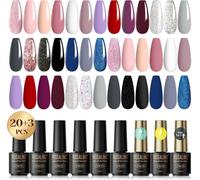 Senior-Vernis Semi Permanent 23pcs, 20 Couleurs Mini Rose Nu Blanc Noir Bleu Paillettes Vernis À Ongles Gel Soak Off Uv/Led Semi-Permanent Manucure Kit Pour Salon De Manucure Diy Home[L603]