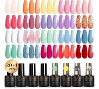 Senior-Vernis Semi Permanent Pastel 24pcs,Orange Jaune Rose Violet Vert Bleu Rouge Couleurs Printemps Été Vernis Gel Semi Permanent, Mini Soak-Off Uv/Led Vernis À Ongles Semi-Permanent Manuc[L827]