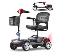 Senioren Trottinette électrique, capacité de charge de 136 kg, 6 km/h, sans permis de conduire, moteur 300 W avec batterie amovible et siège rotatif à 360 °, pneus de 9", pour appartement et parc