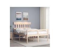 Cadre de Lit avec Tête de Lit Sommier à Lattes Chambre Bois Massif vidaXL