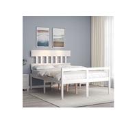 Vidaxl Lit Pour Personne Âgée Et Tête De Lit 140x190 Cm Bois Massif Blanc