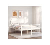 Vidaxl Lit Pour Personne Âgée Et Tête De Lit 140x200 Cm Bois Massif Blanc