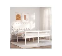 Vidaxl Lit Pour Personne Âgée Et Tête De Lit 160x200 Cm Bois Massif Blanc