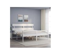 Seniorenbed met hoofdbord massief hout wit3195367