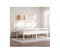 vidaXL Seniorenbed met hoofdbord massief hout wit3195562 Blanc G