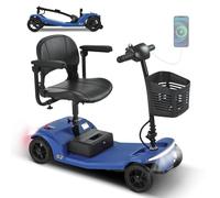 Seniorenmobil Trottinette électrique 4 roues avec siège, batterie amovible 12 Ah, capacité de charge de 136 kg, 6 km/h, charge USB, éclairage LED, frein électromagnétique, siège réglable en hauteur