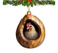 SENIURIS Décoration en forme d'animal d'arbre de Noël en forme de forêt, ornement en acrylique 2D, pendentif à suspendre pour fête (poule)
