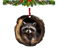 SENIURIS Décoration en forme d'animal d'arbre de Noël en forme de forêt, ornement en acrylique 2D, pendentif à suspendre pour fête (Raccoon)