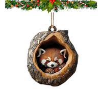 SENIURIS Décoration en forme d'animal d'arbre de Noël en forme de forêt, ornement en acrylique 2D, pendentif à suspendre pour fête (panda rouge)