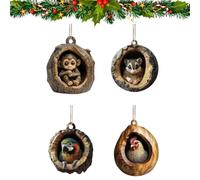 SENIURIS Décorations d'animaux d'arbre de Noël en forme de forêt, ornement en acrylique 2D, pendentif ornement suspendu en acrylique (style 2)