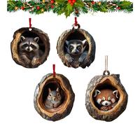 SENIURIS Décorations d'animaux d'arbre de Noël en forme de forêt, ornement en acrylique 2D, pendentif ornement suspendu en acrylique (style 4)