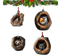 SENIURIS Décorations d'animaux d'arbre de Noël en forme de forêt, ornement en acrylique 2D, pendentif ornement suspendu en acrylique (style 3)