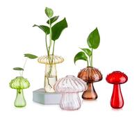 SENIURIS Pot de fleurs en verre en forme de champignon, mini terrarium pour plantes, petit vase en verre unique pour fleurs.